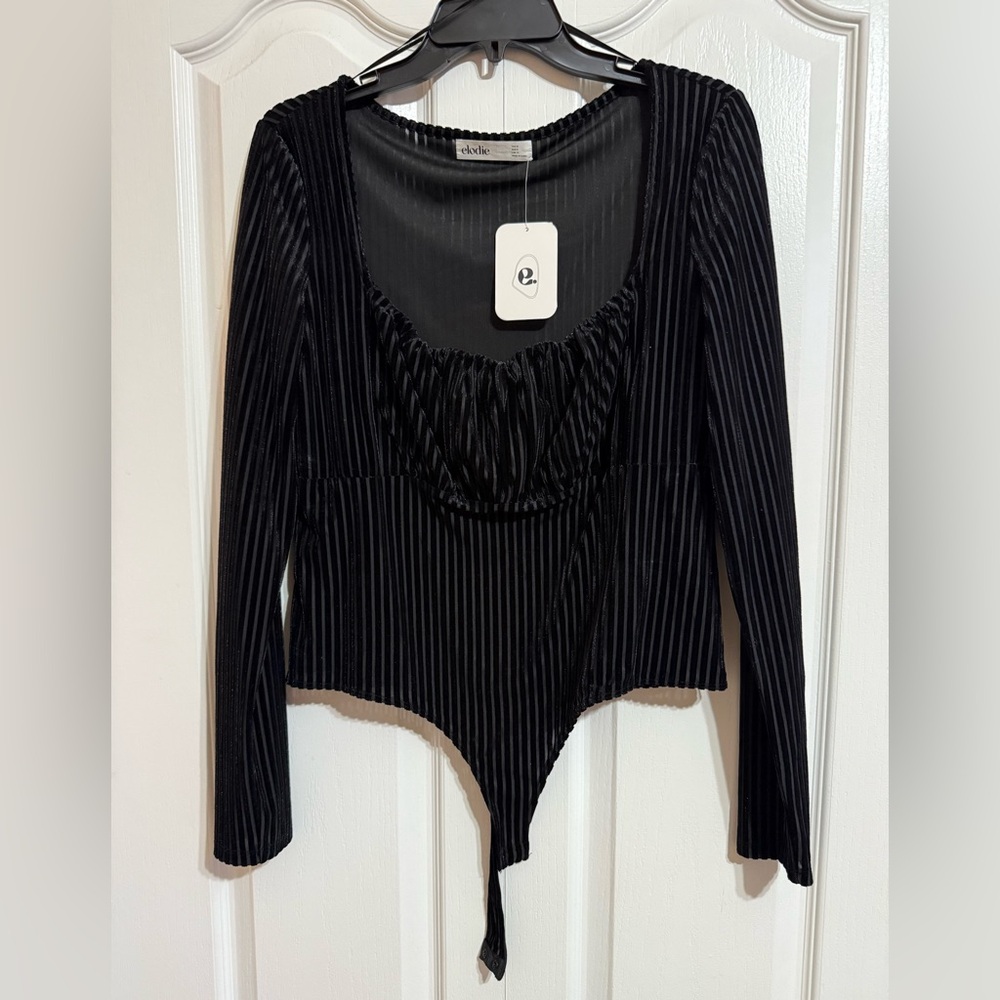 Elodie Black Striped Bodysuit